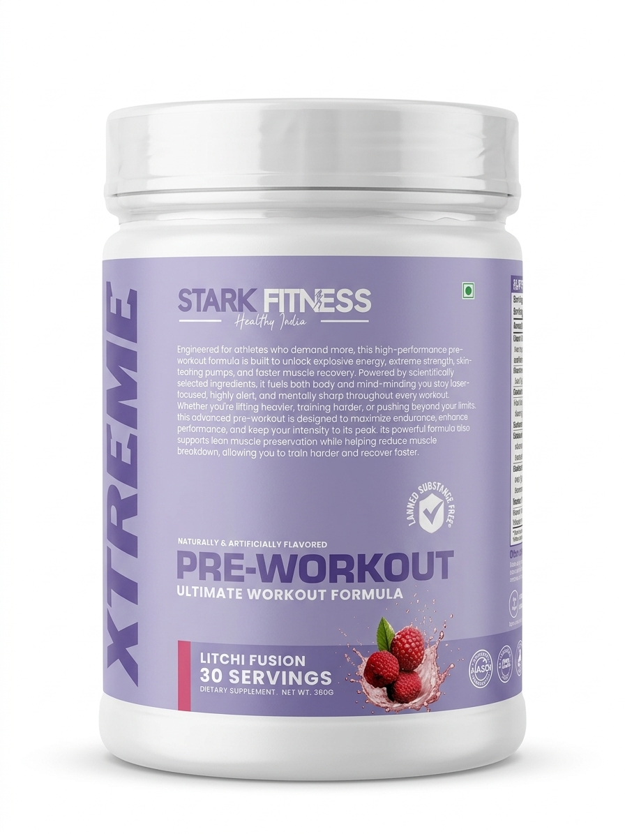 Stark Fitness Pre-Workout– Litchi Fusion Flavour(360gm)